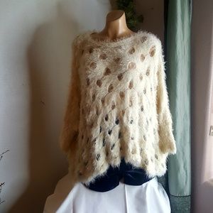 🍬Angl  womens cream oversized cropped sweater